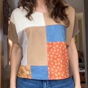 Handmade Patchwork Western-Inspired Cropped Shirt | One of a Kind | Cotton Denim